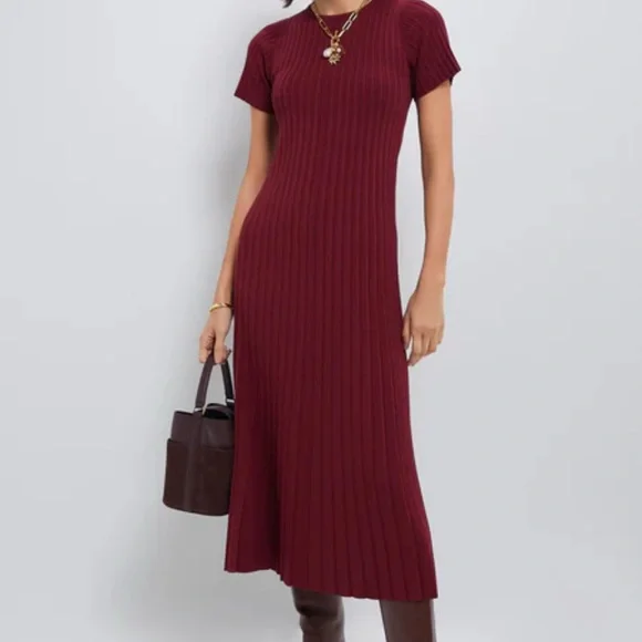 Tuckernuck Hyacinth House Oxblood Knit Murphy Swing Dress